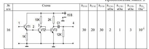 По заданной в табл. 5 схеме рассчитать следующие основные параметры усилителя: коэффициент усиления