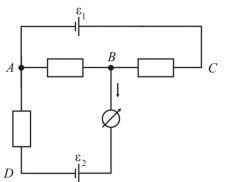 Сопротивления участков цепи АВ, ВС и АД соответственно равны 1000, 500 и 200 Ом. Гальванический элем