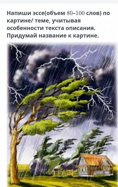 Напиши эссе (объем 80-100 слов) по картине/ теме, учитывая особенности текста описания. Придумай наз