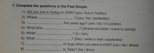 Complete the questions in the past simple,​