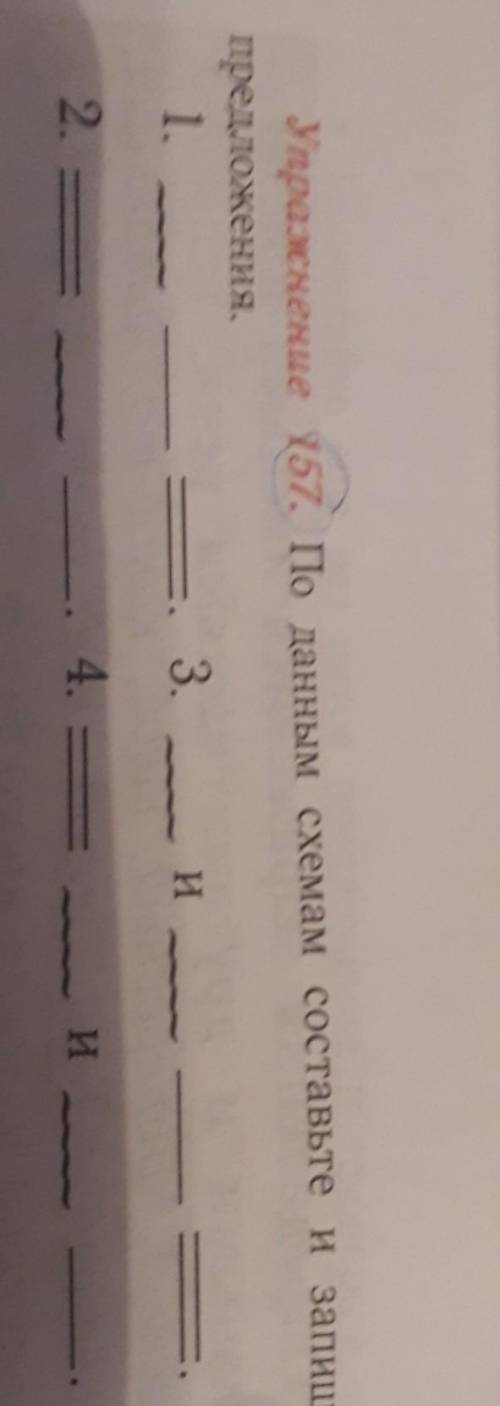 упражнение 157 по данным в схеме Составьте и запишите предложения заранее​