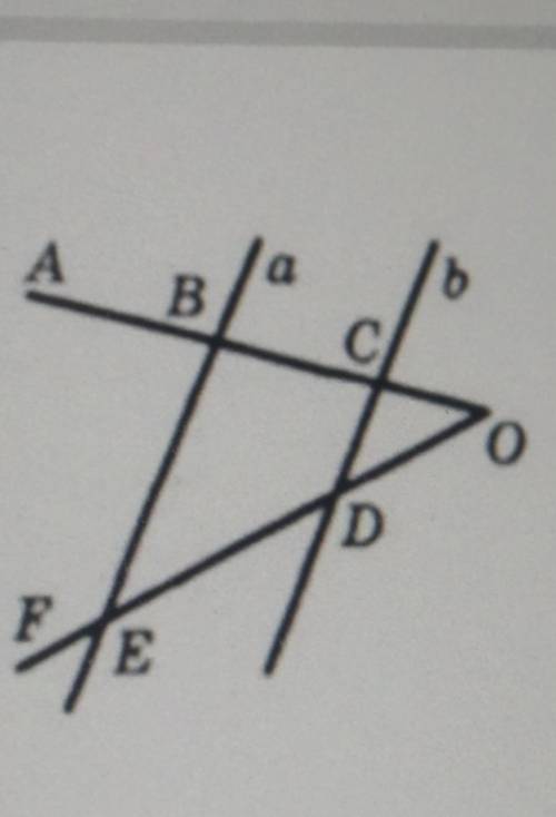 Паралельні прямі аib перетинають стороникута AOF. Знайтивідрізок OD, якщоОС=4 см, ВС=6 см,DE-9 см.​