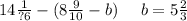 14 \frac{1}{?6} - (8 \frac{9}{10} - b) \: \: \: \: \: \: b = 5 \frac{2}{3}