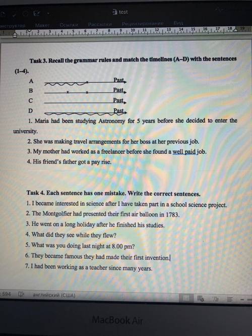 Task 3. Recall the grammar rules and match the timelines (a-d)