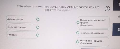 Установите соответствие между типом учебного заведения и егохарактерной чертой.​