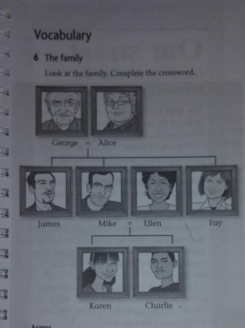 6. Look at the family.Complete the crossword. (photo)Across.3.James is Mike's .8.Karen is Charlie's