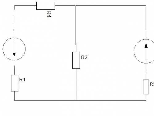 решить задачу В цепи определить токи в цепях, если Е1=80В; Е2=50В, R1=8Ом, R2=10Ом, R3=12Ом, R4=2Ом.