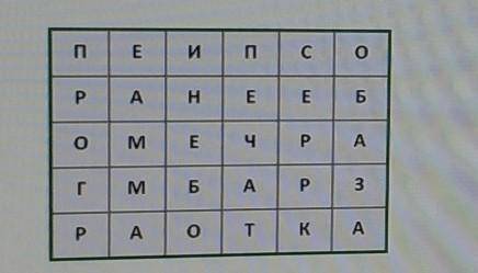 В таблице змейкой размещены три слова, которые связаны с темой урока (их можно читать по горизонта