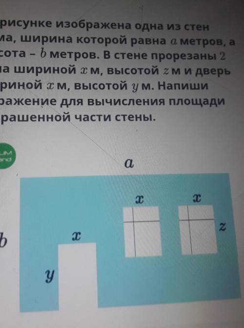 На рисунке изображена одна из стен дома, ширина которой равна а метров, авысота - b метров. В стене