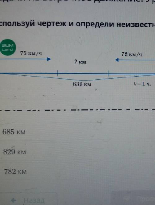 Задачи на встречное движение. Урок 1 Используй чертеж и определи неизвестную величину.BIUMLand75 км/