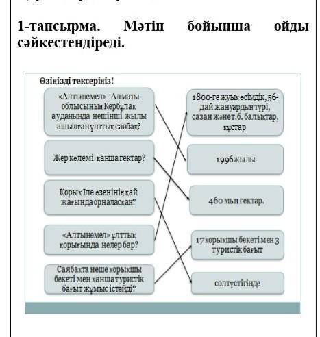  1-тапсырма. Мәтін бойынша ойды сәйкестендіреді. ​