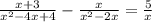 \frac{x + 3}{ {x }^{2} - 4x +4 } - \frac{x}{ {x}^{2} - 2x} = \frac{5}{x}