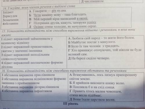 Установіть відповідність між вираження підмета і реченнями в яких вони вжиті