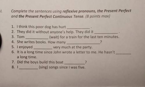 Complete the sentences using reflexive pronouns, the Present Perfect and the Present Perfect Continu