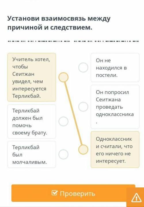 Установи взаимосвязь между причиной и следствием. Учитель хотел, чтобы Сейтжан увидел, чем интересуе