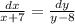 \frac{dx}{x+7} =\frac{dy}{y-8}