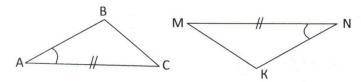3. Для доказательства равенства треугольников АВС и МКN достаточно доказать, что: 1) ∠ С = ∠ К 2) ∠