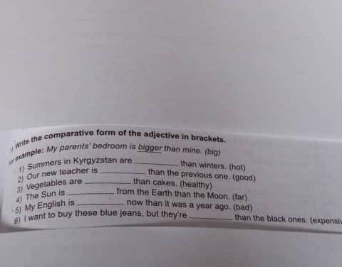 Write the comparative form of the adjective in brackets​