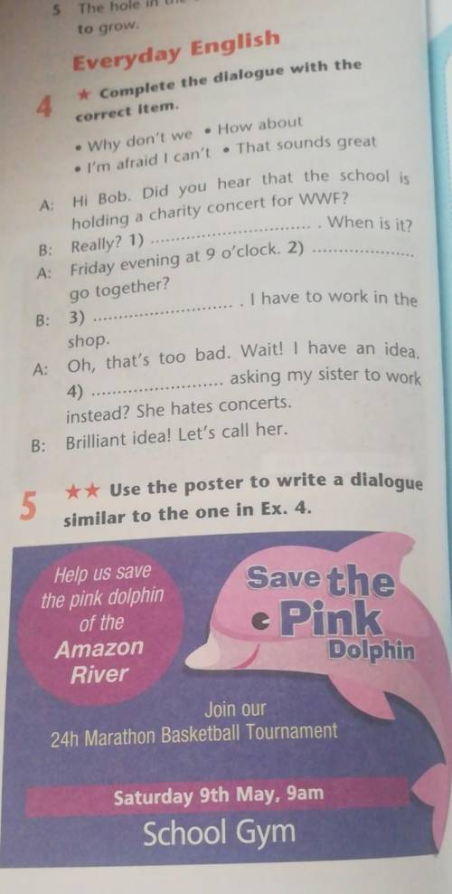 5 Use the poster to write a dialoguesimilar to the one in Ex. 4.Help us savethe pink dolphinof theAm