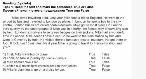 Read the text and mark the sentences as true or false. ​