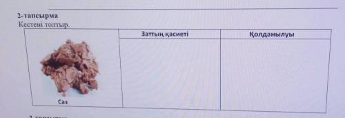 2-тапсырма Кестені толтыр.Заттың қасиетіҚолданылуыСаз у меня СОР