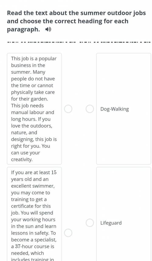 Read the text about the summer outdoor jobs and choose the correct heading for each paragraph.This j