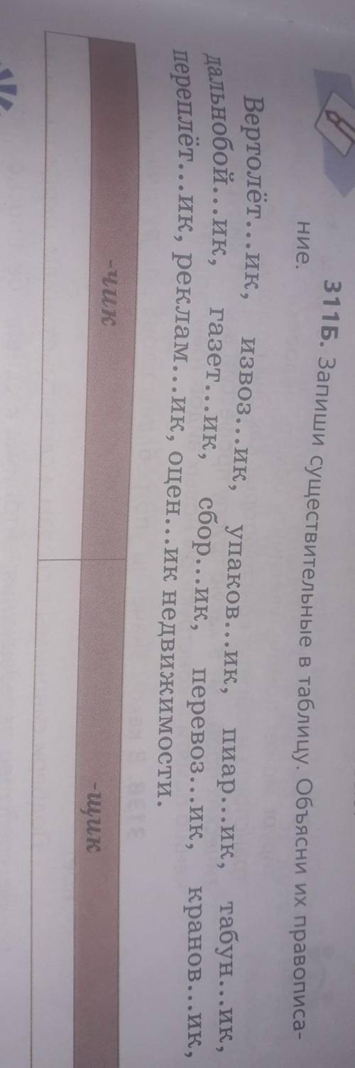 Запиши существительные в таблице объясни их правописание​