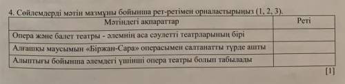 4. Сөйлемдерді мәтін мазмұны бойынша рет-ретімен орналастырыңыз (1, 2, 3) Берем ​