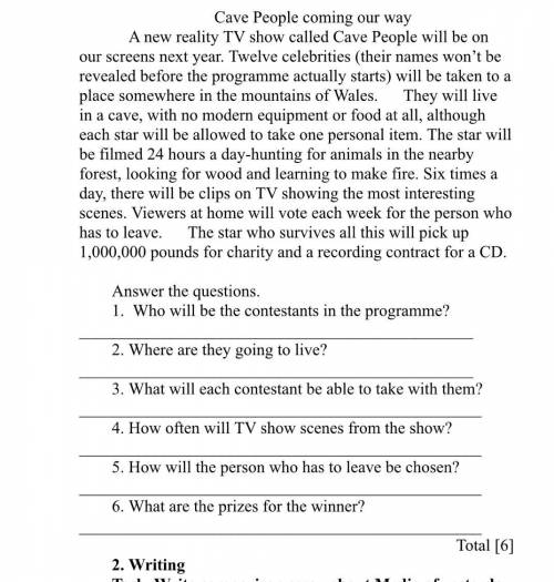 Answer the questions. 1. Who will be the contestants in the programme? 2. Where are they going to l