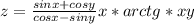 z=\frac {sin x + cos y}{cos x - sin y} x *arctg *xy