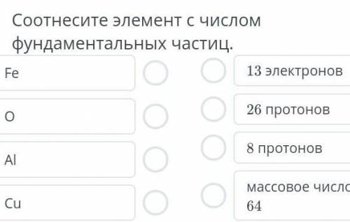 Соотнесите элемент с числом фундаментных частиц
