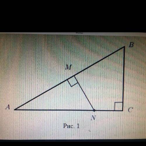 В прямоугольном треугольнике Авс (рис. 1). АВ -17 см. Точка N делит сторону АС на отрезки АN и NC, д