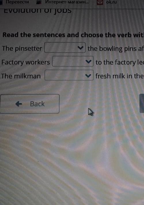 Read the sentences and choose the verb with the right form in Past Simple affirmative. ​