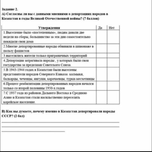 Согласны ли вы с данными мнениями о депортациях о депортациях народов в Казахстан в годы ВО войны