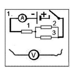 Заполнить таблицу по схеме. R1= 2 Ом. R2= 4 Ом. R3= 5 Ом. R4= 1 Ом. I=2A U=2в