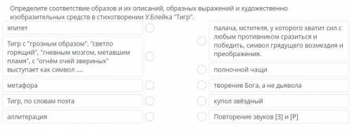 определите соответствие образов и их описаний образных и художественно изобразительных средств в сти