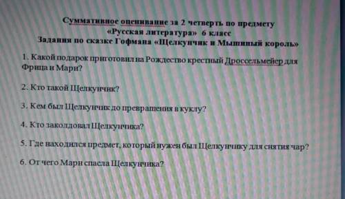 надо просто ответить на вопросы по сказке щелкунчик​