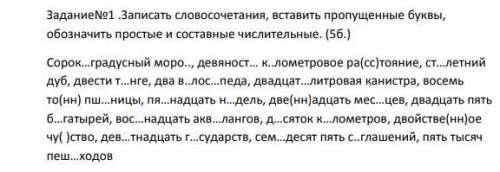 Записать словочетание, вставить пропущенные буквы, обозначь простые и составные числительные