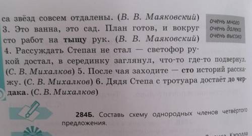 284Б. Составь схему однородных членов четвёртогопредложения.Там в Файле 4 предложение​