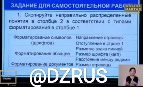 1.Скопируйте неправильно распределение понятие в столбце 2 в соответствии с типами форматирования в