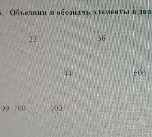 Объедени и обозначь элементы в два множество​