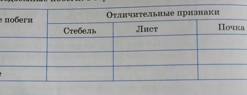 Сравните подземные побеги Результаты впишите в таблицу.Подеземные побегиЛуковицаКлубеньКорневой Отли