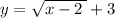 y = \sqrt{x - 2 \: } + 3