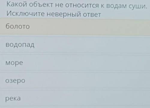 Какой объект не относится к водам суши исключите неверный ответ​