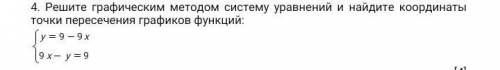 4. Решите графическим методом систему уравнений и найдите координаты точки пересечения графиков функ