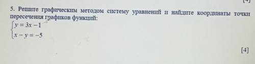 5. Решите графическим методом систему уравнений и найдите координаты точкII пересечения геафіков фун