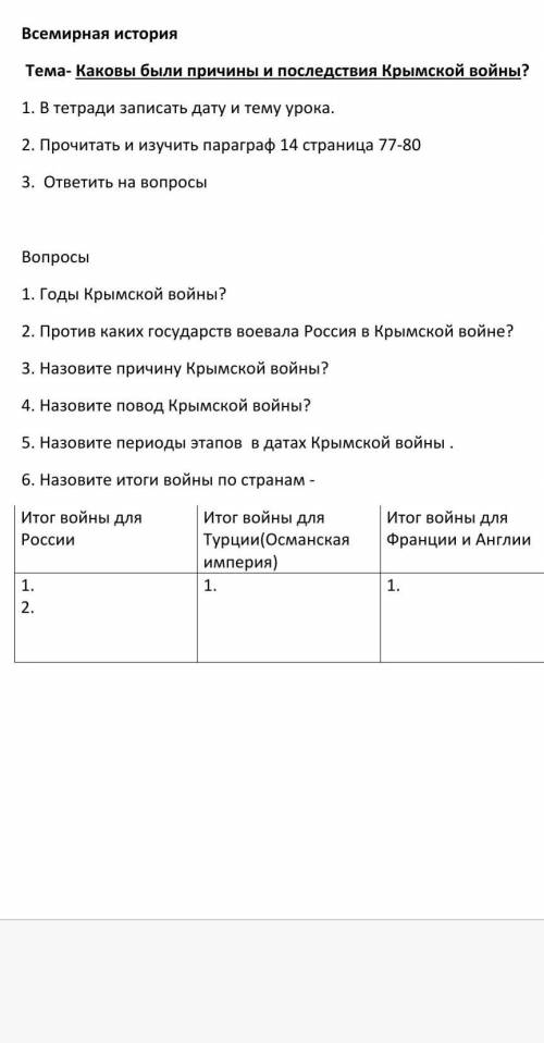 Вопросы 1. Годы Крымской войны?2. Против каких государств воевала Россия в Крымской войне?3. Назовит