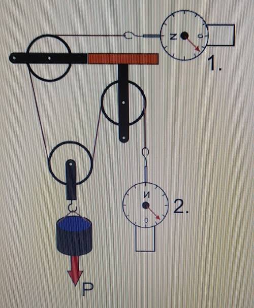 На рисунке изображена система блоков, к которой присоединены два динамометра. Какой величины силу по