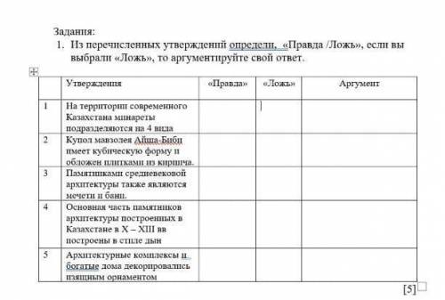 СОЧ Задания: 1. Из перечисленных утверждений определи, «Правда /Ложь», если вы выбрали «Ложь», то ар