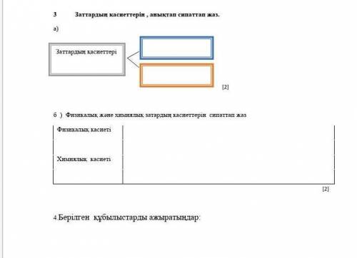 Заттардың касиетін аныктап сипаттамасын жаз.​